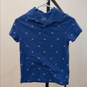 Cat & Jack Blue Polo Shirt with Small White Bee Embroidery